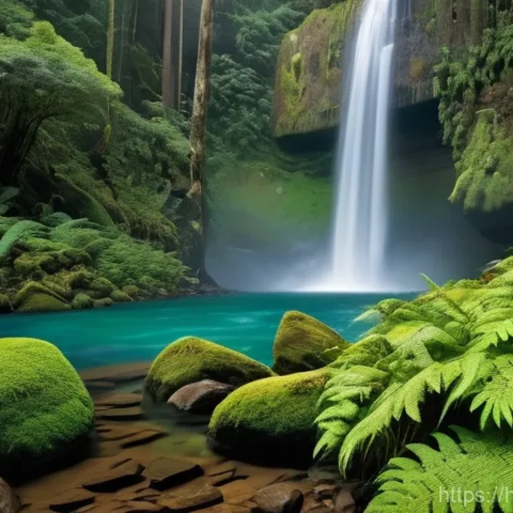 폭포의 물리학적 원리 - **Prompt: Majestic Wilderness Waterfall**
    "A breathtaking, powerful waterfall cascades down a ru...