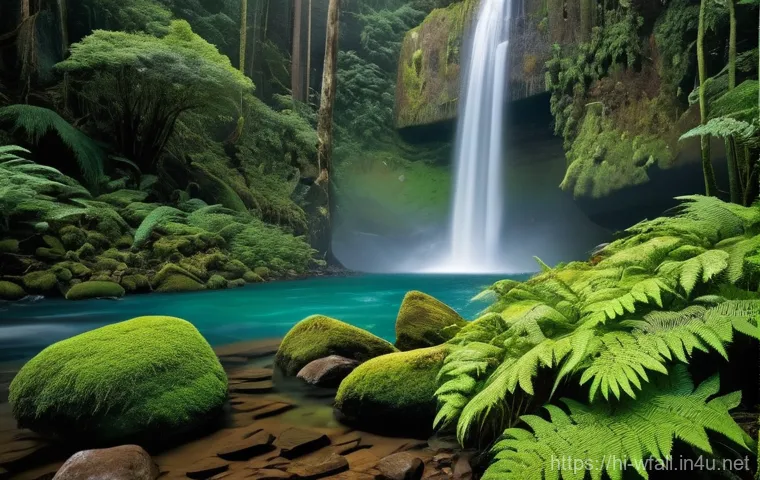 폭포의 물리학적 원리 - **Prompt: Majestic Wilderness Waterfall**
"A breathtaking, powerful waterfall cascades down a ru...