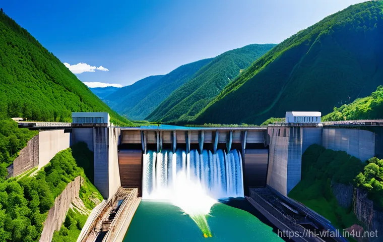 폭포의 물리학적 원리 - **Prompt: Peaceful Lakeside Waterfall with Hikers**
    "A serene, multi-tiered waterfall gently flo...