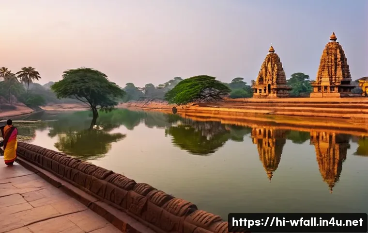 폭포 주변 유적지 탐방 - **Prompt:** A serene panoramic view of Hampi, Karnataka, India, at golden hour. The Tungabhadra Rive...