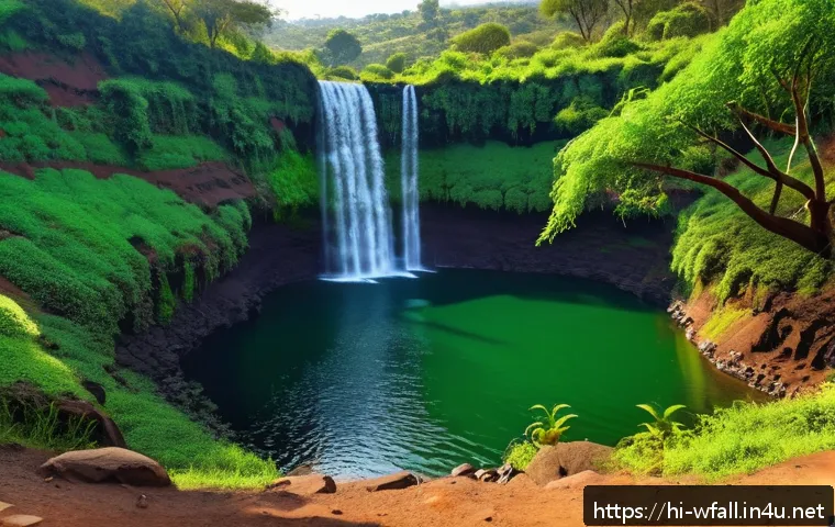 폭포에서 수영 가능한 곳 - A serene natural waterfall scene in Panchgani, Maharashtra, featuring a calm, clear pool of water su...